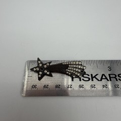 Antique Shooting Star Brooch Trombone Clasp Clear Crystal Read