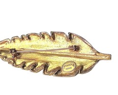 Poggi Of Paris Gold Tone Leaf Brooch Vintage