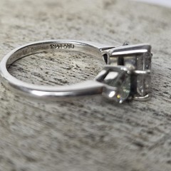 Sterling Silver 925 Triple Heart Shaped CZ Ring Size 6 Made in Thailand