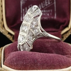 Art Deco Style 3Ct Lab Created Diamond Engagement Wedding 14K White Gold FN Ring