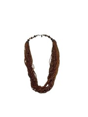 Vintage Miriam Haskell Amber Gold Seed Bead Torsade Multi Strand Necklace