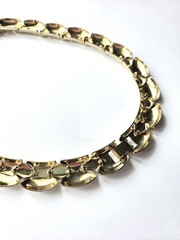 Vtg Segmented Snake Link Necklace 80s 90s Wide GoldTone Light 18″ Retro Choker