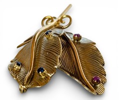 Vintage 14k Gold Feather & Gemstone Brooch/Pin SIGNED 8.9grams eBay GIA Verified