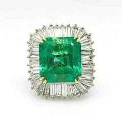 Vintage Art Deco Style 4.15Ct Lab Created Emerald Diamond 14K White Gold FN Ring