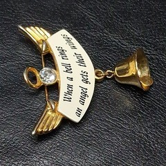 Vintage Signed TONA Angel Brooch Whit Dengle Belolil “When A Bell Ring… 16.224