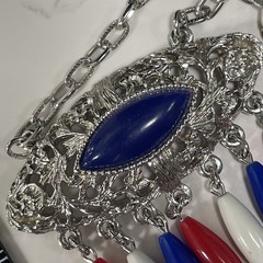 4th of JULY Perfect Gift Rare CAROLINE EMMONS Art Deco NEW Silver Tone Necklace