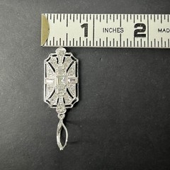 Art Deco Revival Rhinestone Earrings Dangle Leverback Silver Tone Crystal