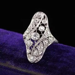 2Ct Art Deco Style Round Lab Created Diamond Wedding 14k White Gold Finish Ring
