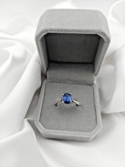 Natural Sapphire Oval 1.00ct Ring Genuine Ceylon Sapphire Sterling Size 7- 2.3gr