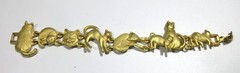VTG 7.25″ SIGNED AJC KITTEN KITTY CAT FELINE WRAP bracelet brushed gold tone mtl