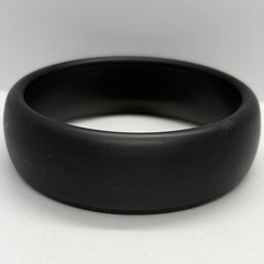 Vtg Matte Black Semi-Translucent Lucite Chunky Bangle Bracelet Round 8.5 in