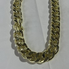 Yellow Gold Plate 20mmmm Wide Thick Curb Adjustable Link Chain Necklace