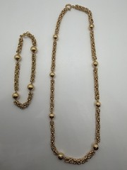 Vintage Portuguese solid gold 19k Necklace and Bracelet Jewelry Set
