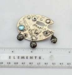Vintage 80s Deborah Roberts Modernist Whimsy Palette Caged Pearl Dangle Pin