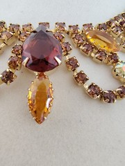 Juliana DeLizza Elster Topaz Amber Rhinestone Bib Necklace Statement Choker Rare