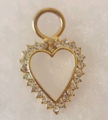 Vtg 2 Now Lot of Heart Pendants/Charms sum w Rhinestones Gold-tone/Silver-tone