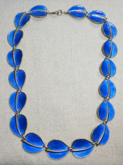 Albert Scharning Norwegian Blue Guilloche Enamel Necklace 15″ A. SCH 925 Ster