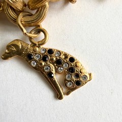 Vintage Kirk’s Folly Gold-Tone Dog Charm Bracelet with Rhinestones Retired READ