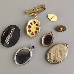 Vintage Cameo Lot of 9 Pendant Stick Pin Brooch Glass Resin MOP