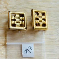 Monet Earrings VTG Clip Signed Dangle Gold Plated Rare McM Retro Square chunky