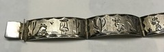 Signed MRM Guad Jal Mex Plata 925 Sterling Silver 7” Bracelet Hinged Panel