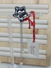 Authentic Baccarat France Crystal Flower Pearl Chain Dangle Clip Earrings 925
