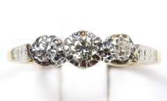 Antique Art Deco 1920’s PPLS 3 Diamond Engagement Ring Size 8.25 UK-Q EGL USA