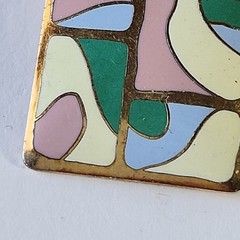 Vintage Clip On Earrings Enamel Retro Samuel Huang Cloisonné Artsy Pastel Square
