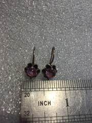 Earrings Vintage Soviet Silver 875 Russian USSR pink corund labr gold plated