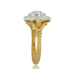 Art Deco Round Lab Created Diamond Wedding Bridal 14K Yellow Gold Finish Ring