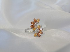 Designer Sterling Silver 925 Natural Mandarin Orange Garnet Ring Size 10