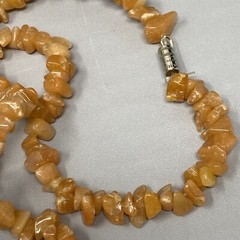 Gemstone Necklace Peach Orange Chip Stone Beads Collar Healing Energy Boho 18″