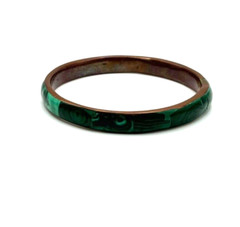 Vintage Copper and Green Malachite Inlay Bangle Bracelet 2.25″ Diameter