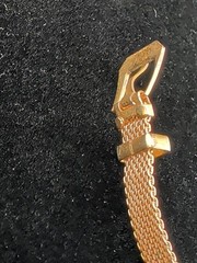 Vtg Gold Tone Mesh Buckle Bracelet Tiger’s Eye Cabochon Victorian Revival 1960s