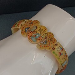 Persian Storyteller Bracelet Hand Painted Panels People Birds Unique Design Rare