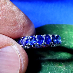 Original EARTH MINED SAPPHIRE Deco Band SOLID 14K GOLD Eternity Anniversary Ring