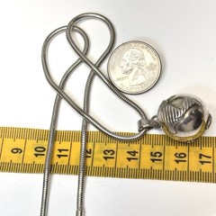 Vtg Sterling Silver MEXICO World Globe Pendant/ 2.5mm Snake Chain Necklace 18”L