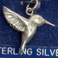 Jezlaine Sterling Hummingbird Charm Pendant Vintage Solid 925 Bird Jewelry