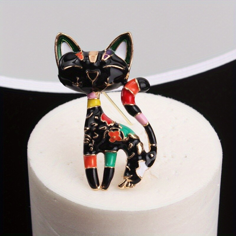 Retro Fashion Cute Cartoon Creative Dripping Cat Brooch Women Men Jewelry Gift