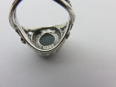 Ancient Roman Glass Ring Sterling Silver Israel Size 6 w/COA