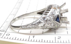 Antique Art Deco Setting Mounting Platinum Hold 6MM-8MM Ring Size 6 UK-L1/2