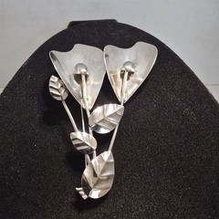 Large Vintage 3.8″ Sterling Silver Calla Lilly Brooch Pin 17.75 Grams