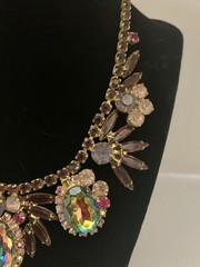 Vtg 1960’s Juliana D & E Watermelon Heliotope Rhinestone Necklace 15″