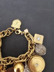 John Wind Maximal Art Bracelet Charm 15 Charms Chunky Gold Plated Vintage