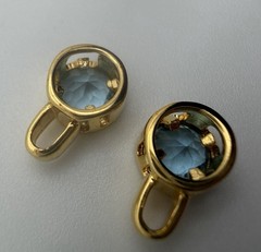 14k Gold Vermeil London Blue Topaz Earrings Charms For Pendant Bezel Setting