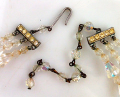 Haskell? AB triple strand,crystal,tapered baguette,vintage necklace,earrings,set