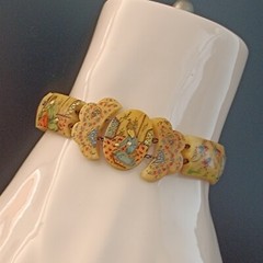 Persian Storyteller Bracelet Hand Painted Panels People Birds Unique Design Rare