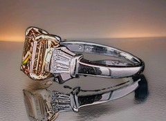 Vintage Platinum Engagement Ring 2.34ct.Natural Champagne Radiant Diamond GIA