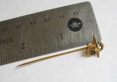 ANTIQUE VICTORIAN MYTHICAL DRAGON SEED PEARL STICK PIN GOLD GILT BRASS