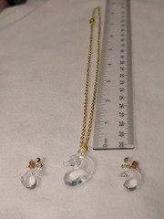 Glass Unicorn Pendant & Earrings With 18 Inch 2 mm Rope Chain Vintage